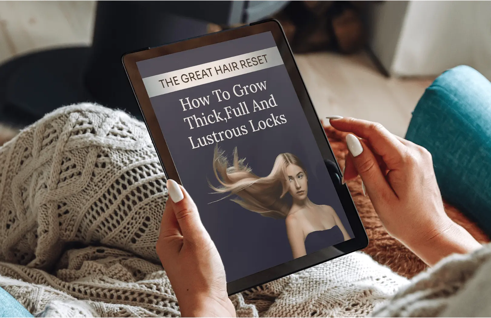 The Great Hair Reset digital guide displayed on a tablet
